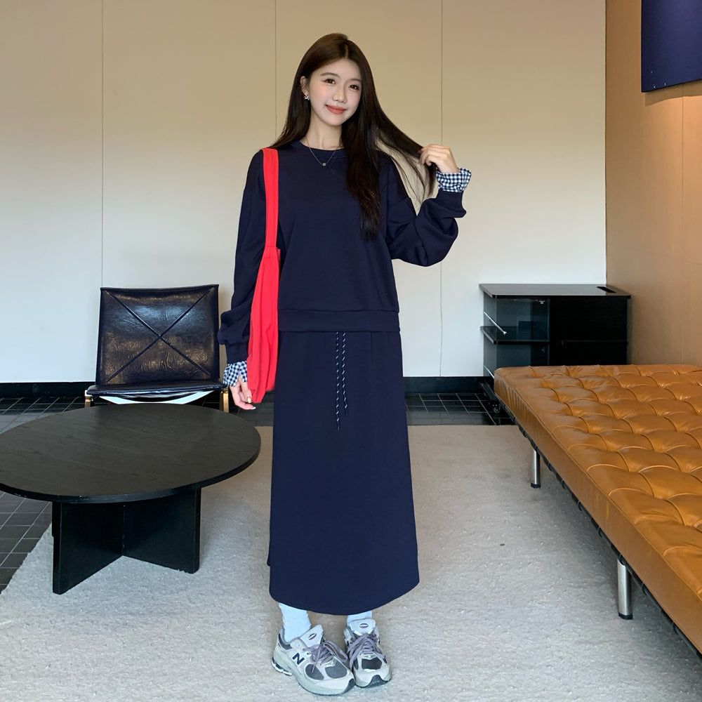 💕春秋美式復古運動套裝上衣+半身裙兩件套
