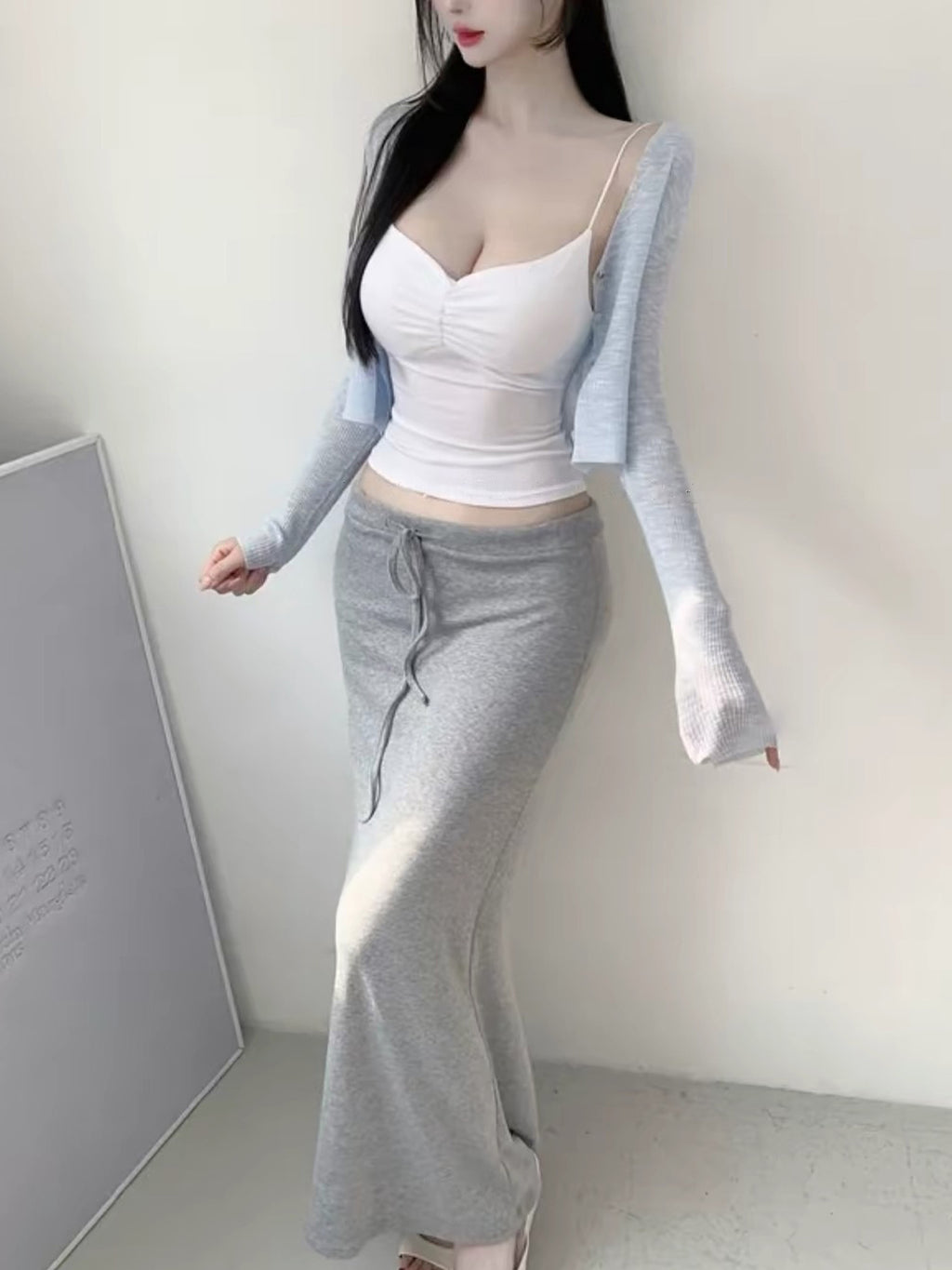 💕chic韓系垂墜感顯瘦低腰包臀魚尾半身裙