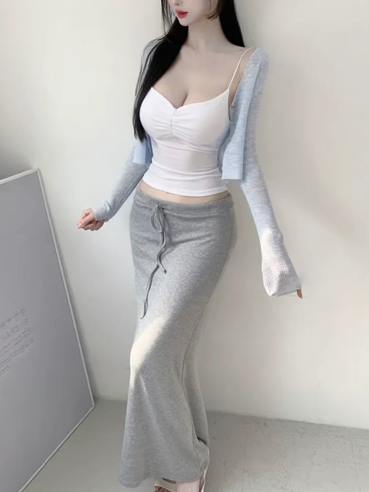 💕chic韓系垂墜感顯瘦低腰包臀魚尾半身裙