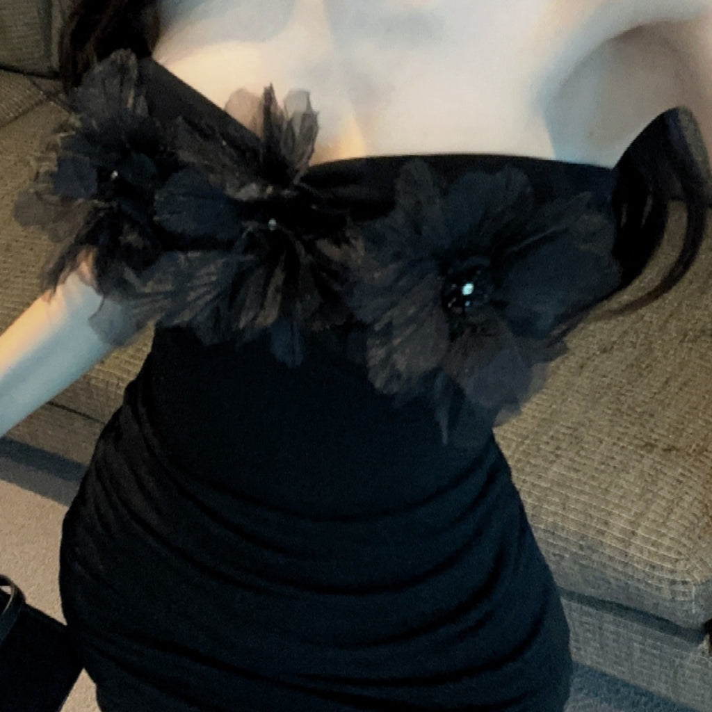 💕簡約氣質包臀抹胸連衣裙