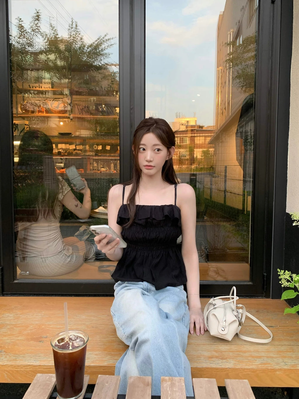 💕法式氣質溫柔荷葉邊皺褶吊帶背心