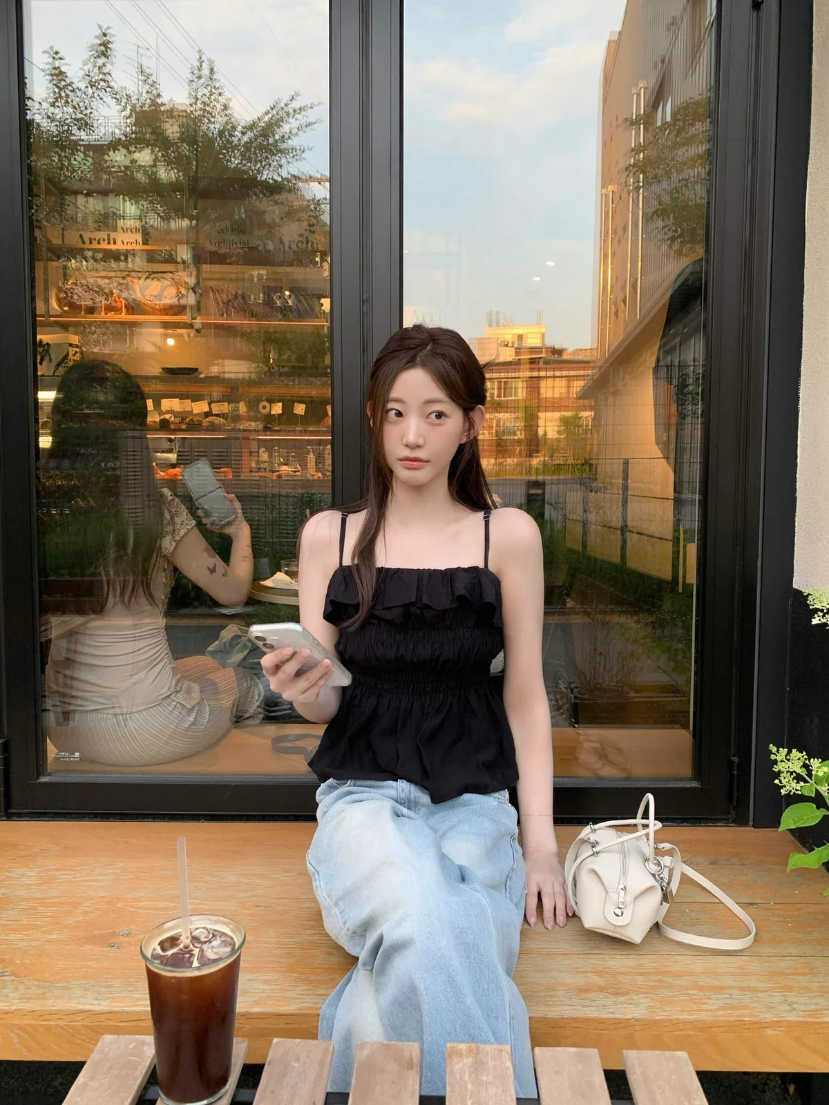 💕法式氣質溫柔荷葉邊皺褶吊帶背心
