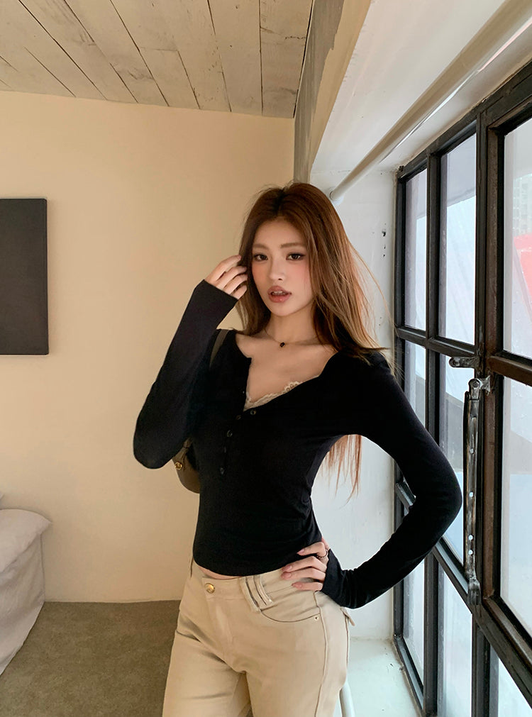 💕法式老錢風卡其中低腰顯瘦微喇叭長褲