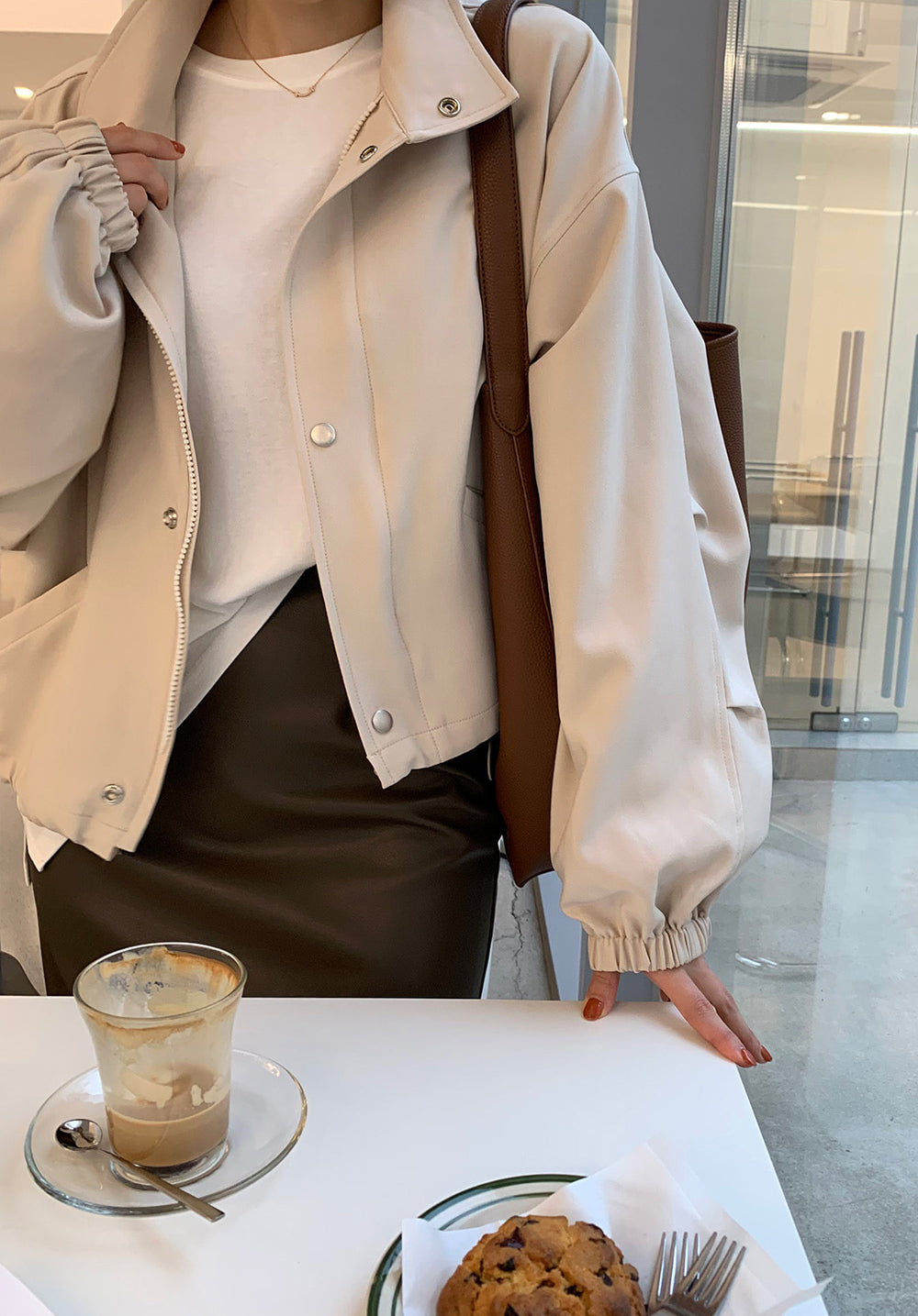 💕通勤簡約百搭休閒純色夾克