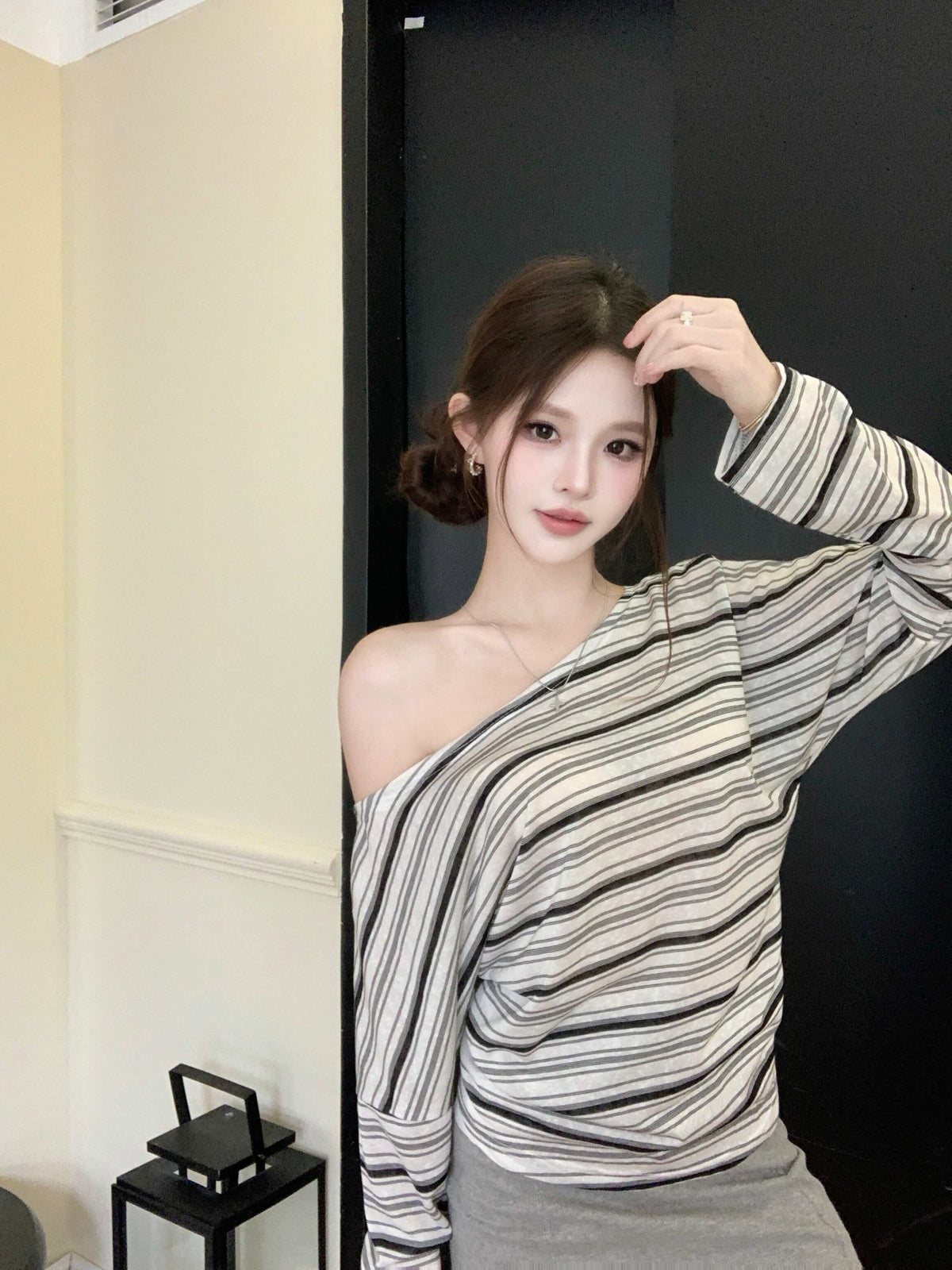 💕溫柔氣質簡約百搭條紋長袖上衣