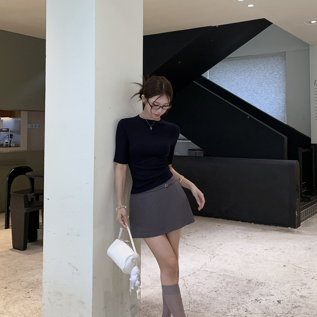 💕韓系氣質正肩修身顯瘦素色上衣