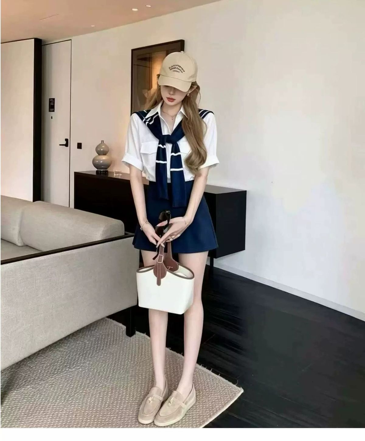 💕韓系辣妹時尚襯衫披肩減齡休閒三件套