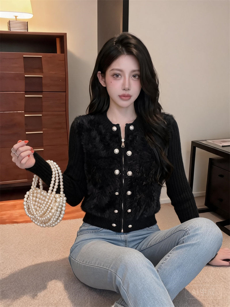 💕千金重工小香白色毛毛外套