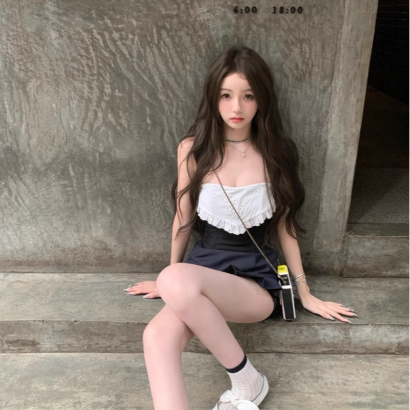 💕醇甜歐蕾可拆卸肩帶魚骨抹胸上衣