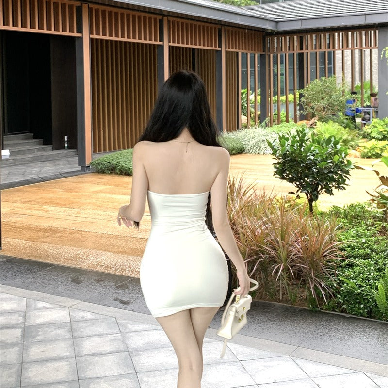 💕夏季性感網紗絕美抹胸包臀短裙