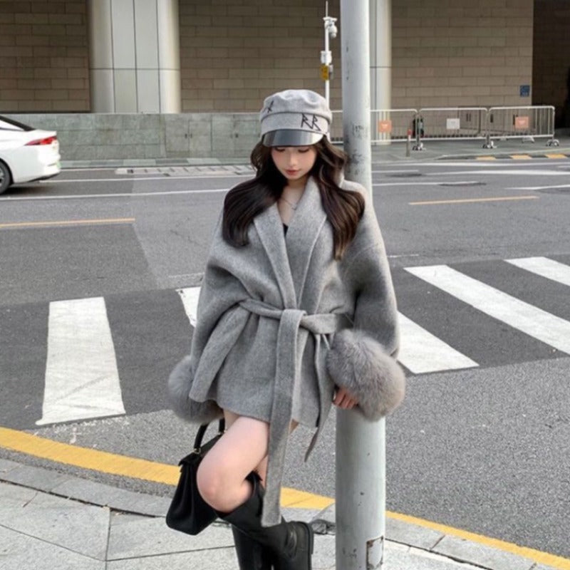 💕秋冬高級獨特名媛貴氣斗篷大衣