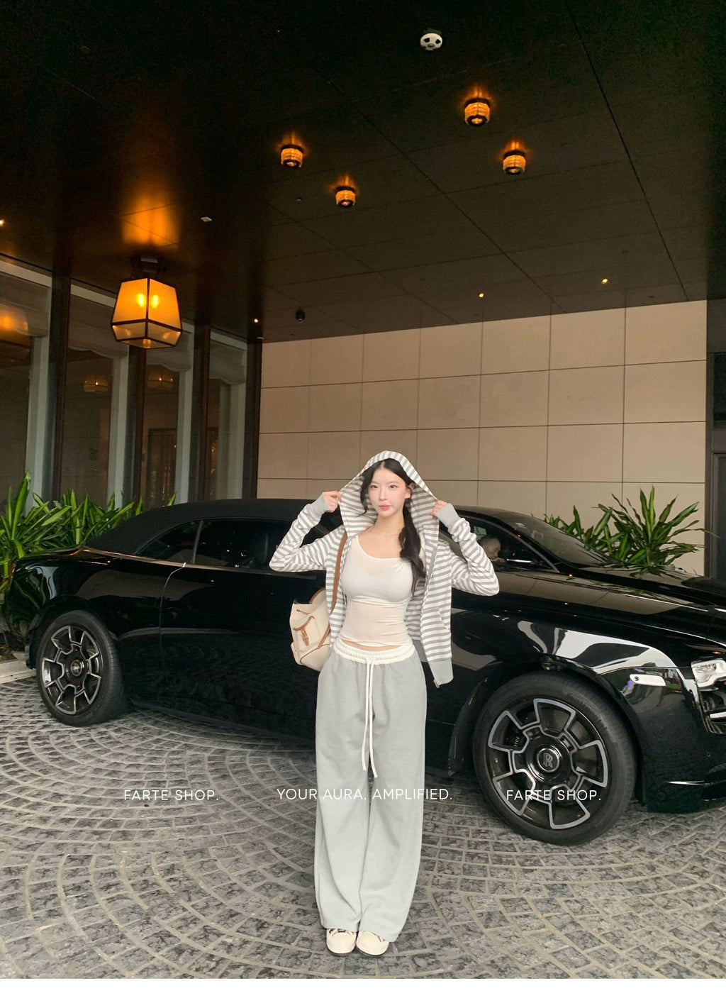 💕休閒百搭灰白條拼接短款薄外套