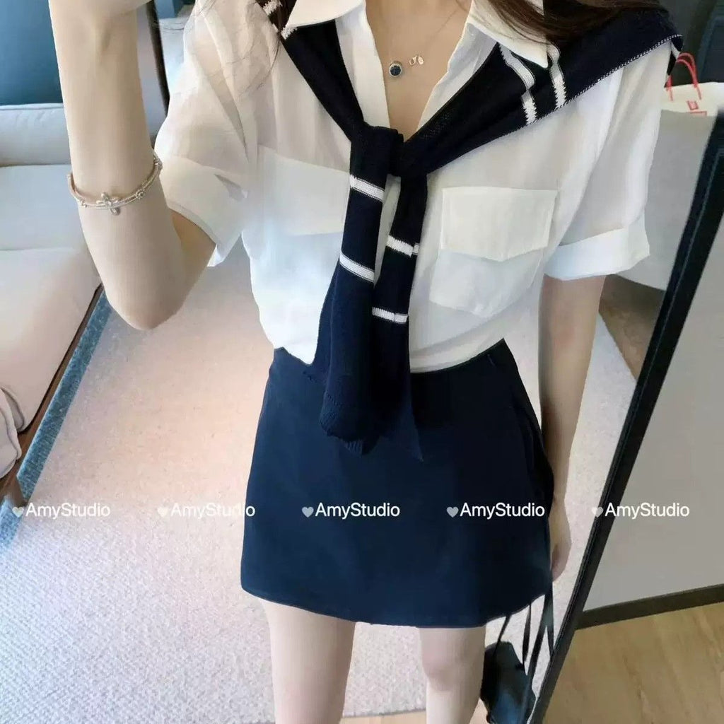 💕春夏休閒運動顯瘦半裙三件套