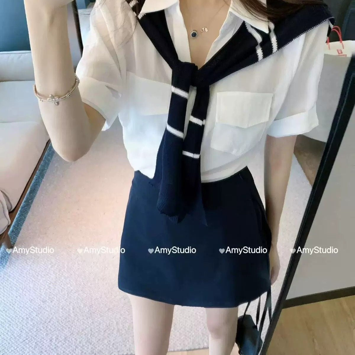 💕春夏休閒運動顯瘦半裙三件套