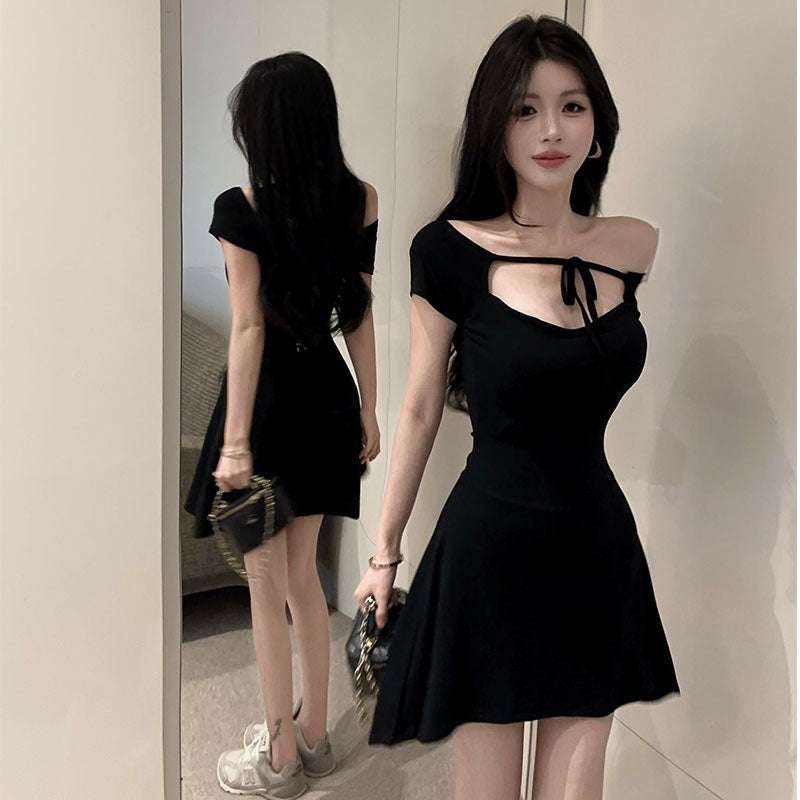💕氛圍感系帶針織純御小黑裙