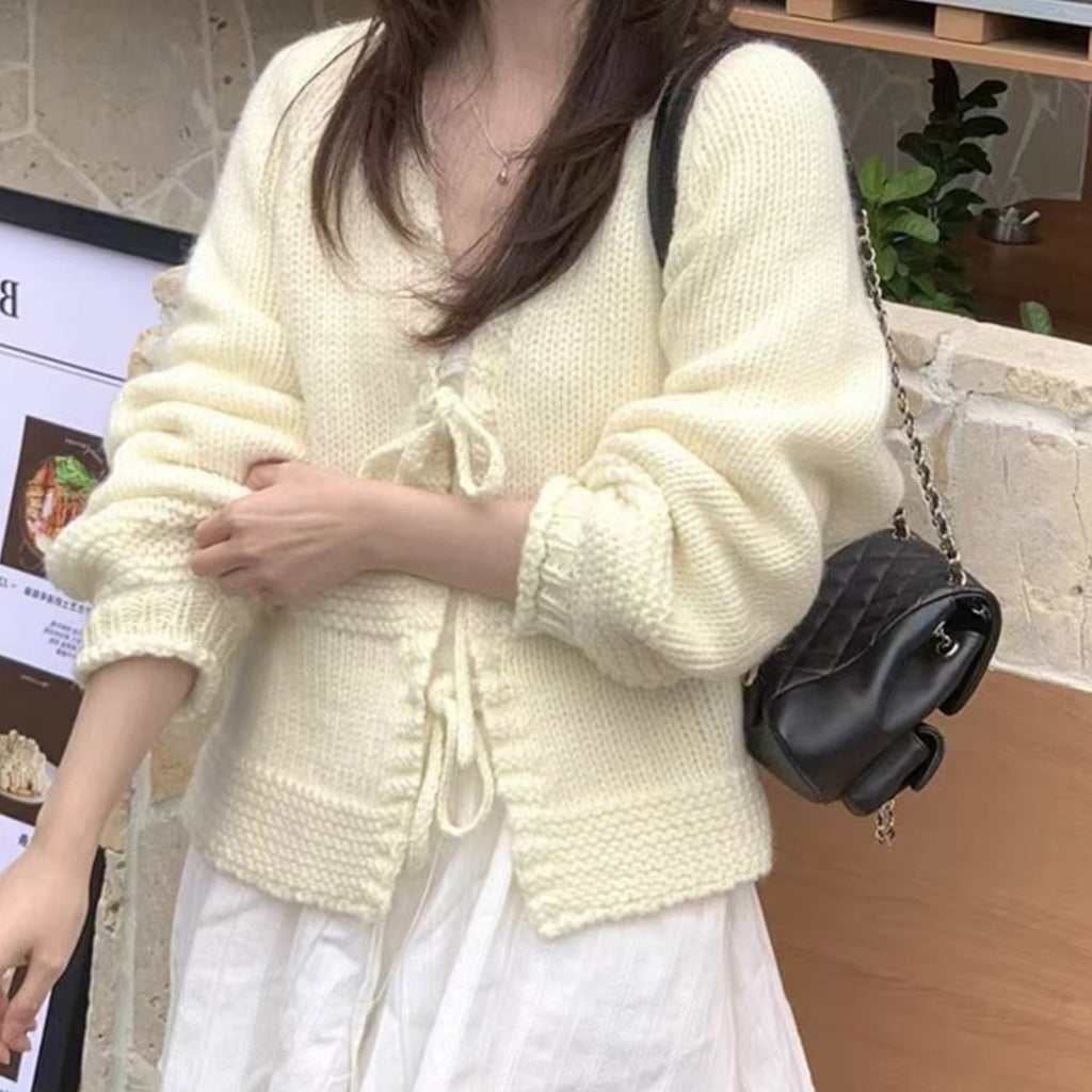 💕溫柔韓系慵懶風粗線毛衣針織開衫外套