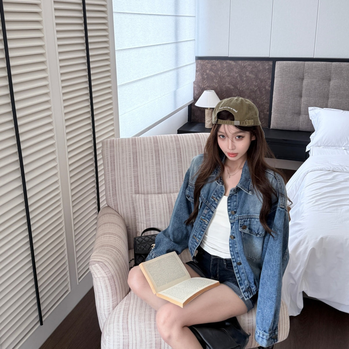 💕小眾設計磨白復古寬鬆短款牛仔外套