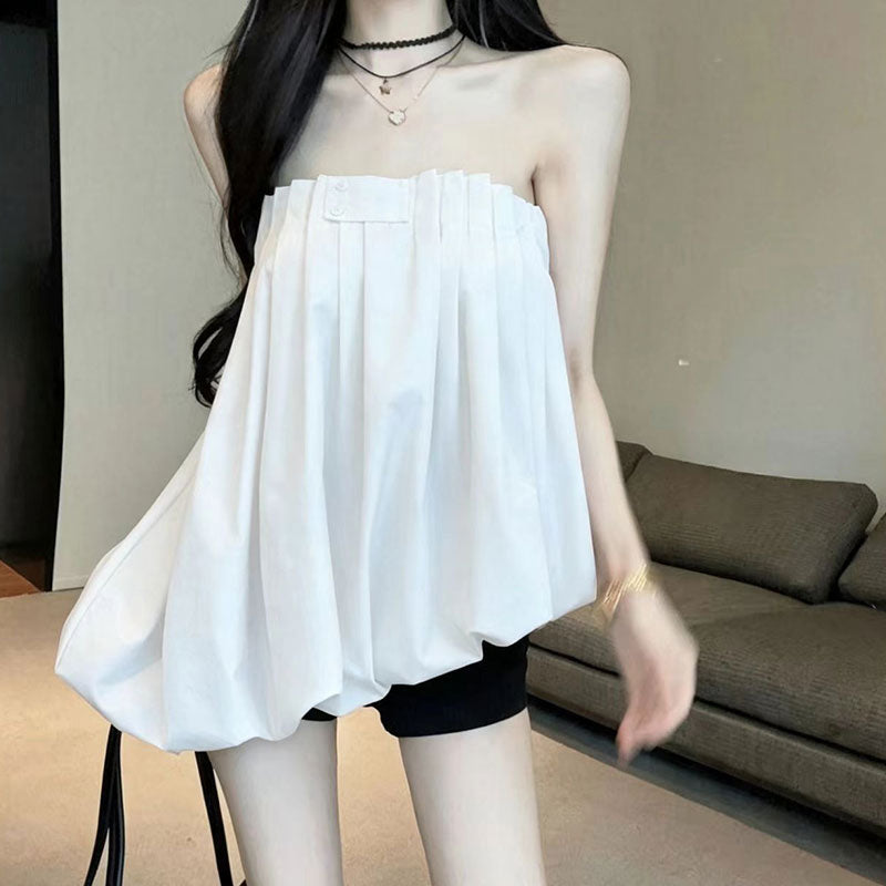 💕重工氛圍感澎澎抹胸襯衫上衣