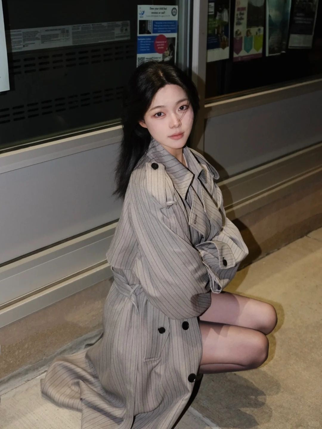 💕ins秋季韓系中長款西裝大衣