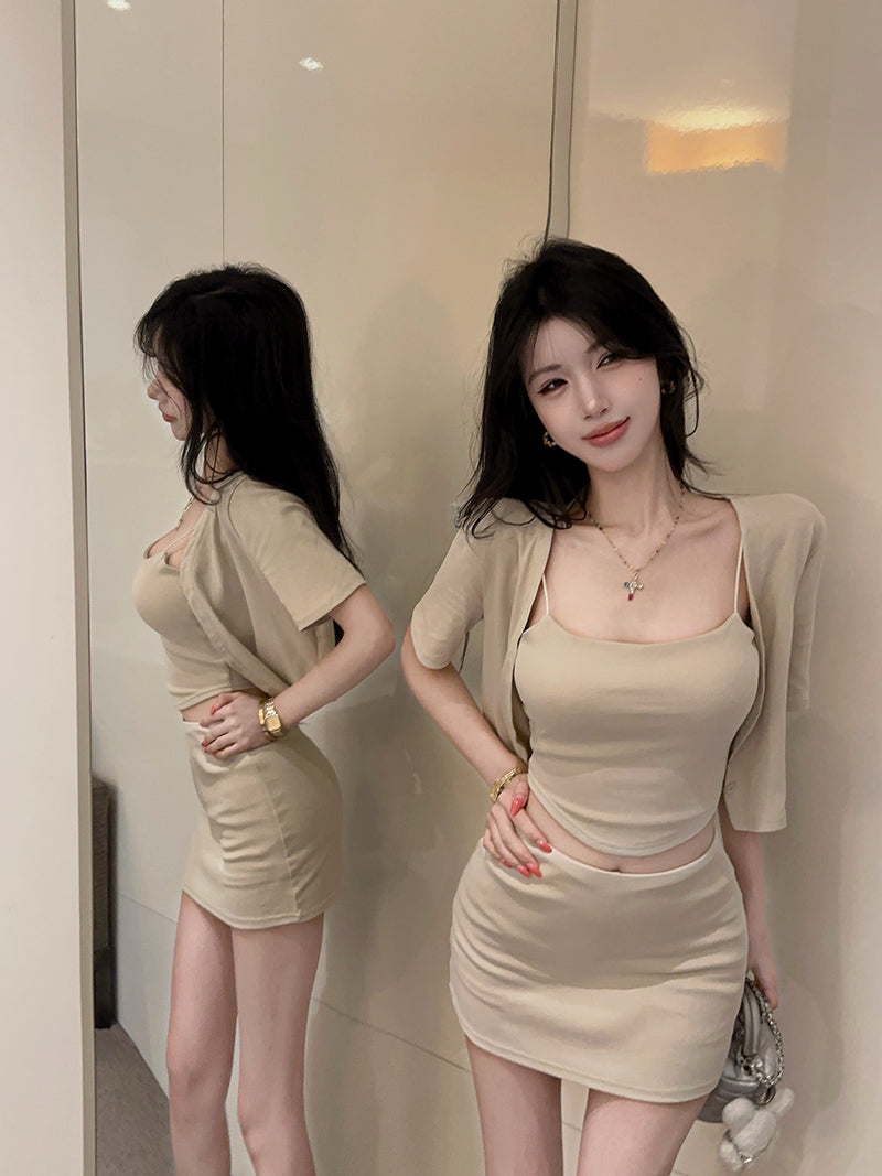 💕純御性感辣妹吊帶防曬半身裙三件套