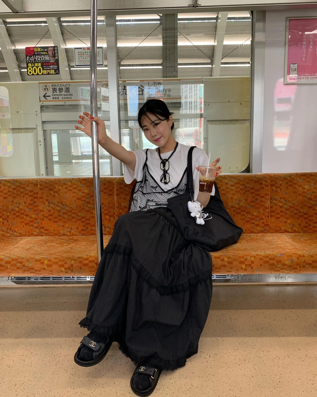 💕韓系東大門復古高腰拼接蕾絲邊蛋糕休閒長裙