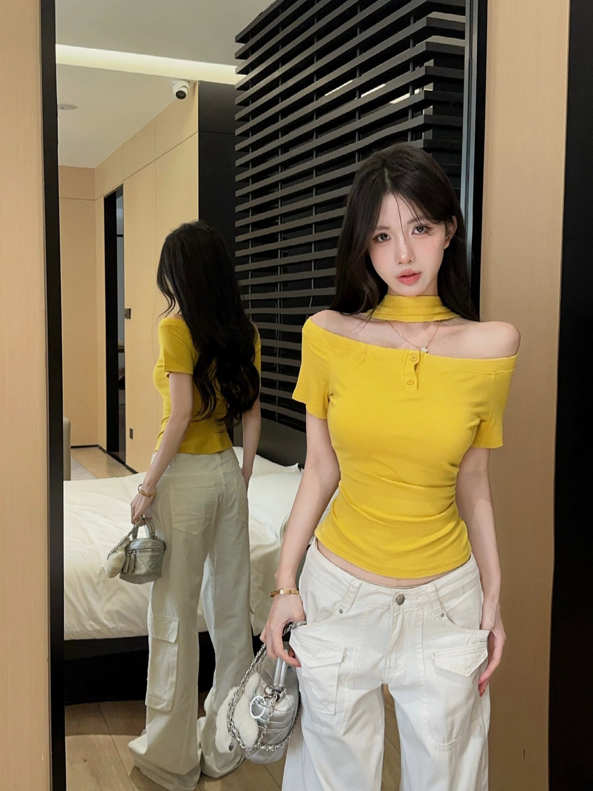 💕氣質設計感掛脖一字肩上衣