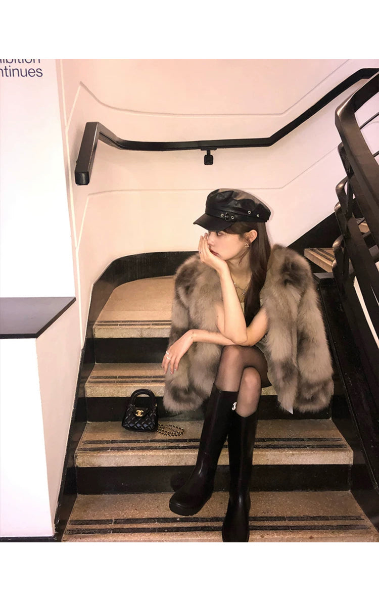 💕冬季淡奶可可暈染富貴毛毛外套