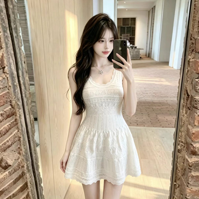 💕純欲性感蝴蝶結收腰吊帶連衣裙