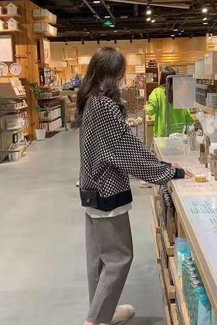 💕韓系東大門高級感復古軟糯外穿格子毛衣