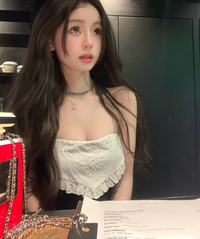 💕醇甜歐蕾可拆卸肩帶魚骨抹胸上衣