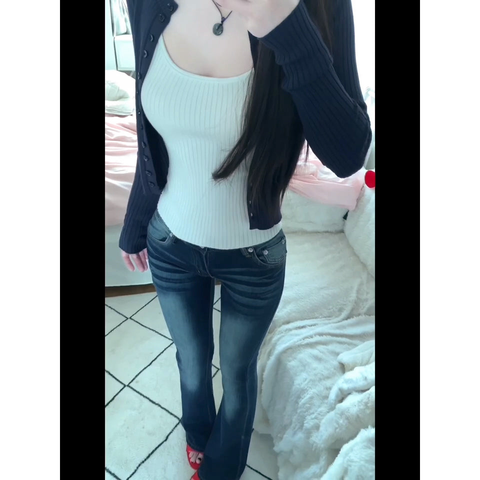 💕秋季辣妹針織吊帶開衫兩件套