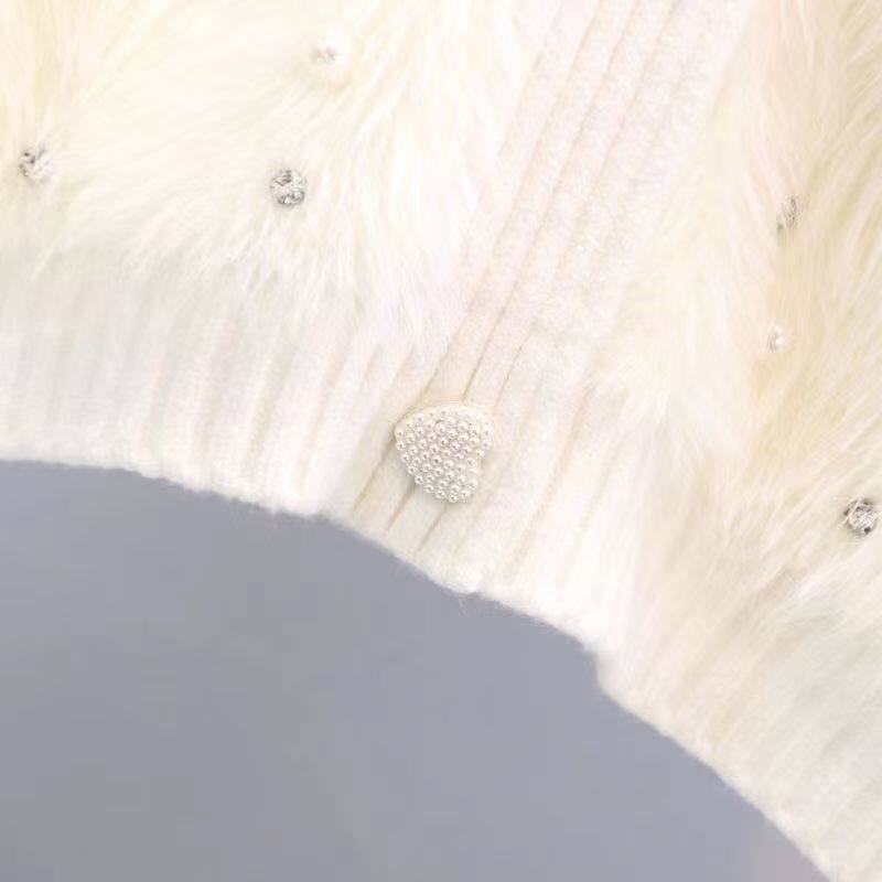 💕韓版釘珠愛心扣仿水貂絨毛衣針織衫