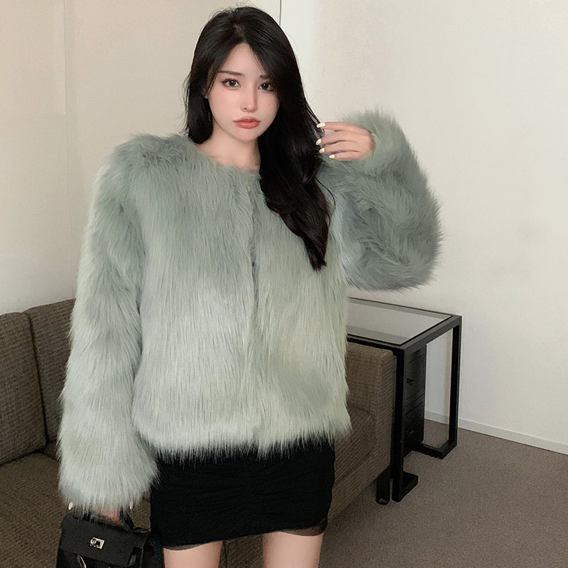 💕冬季韓系高級感超好摸毛毛名媛外套