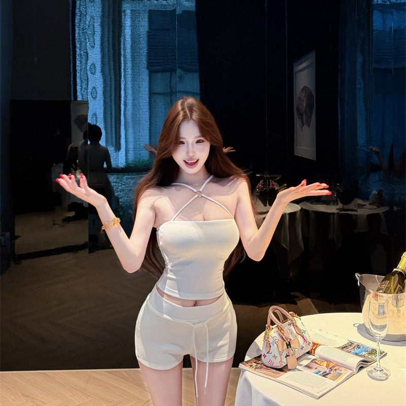 💕夏季約會交叉掛脖無袖吊帶兩件套