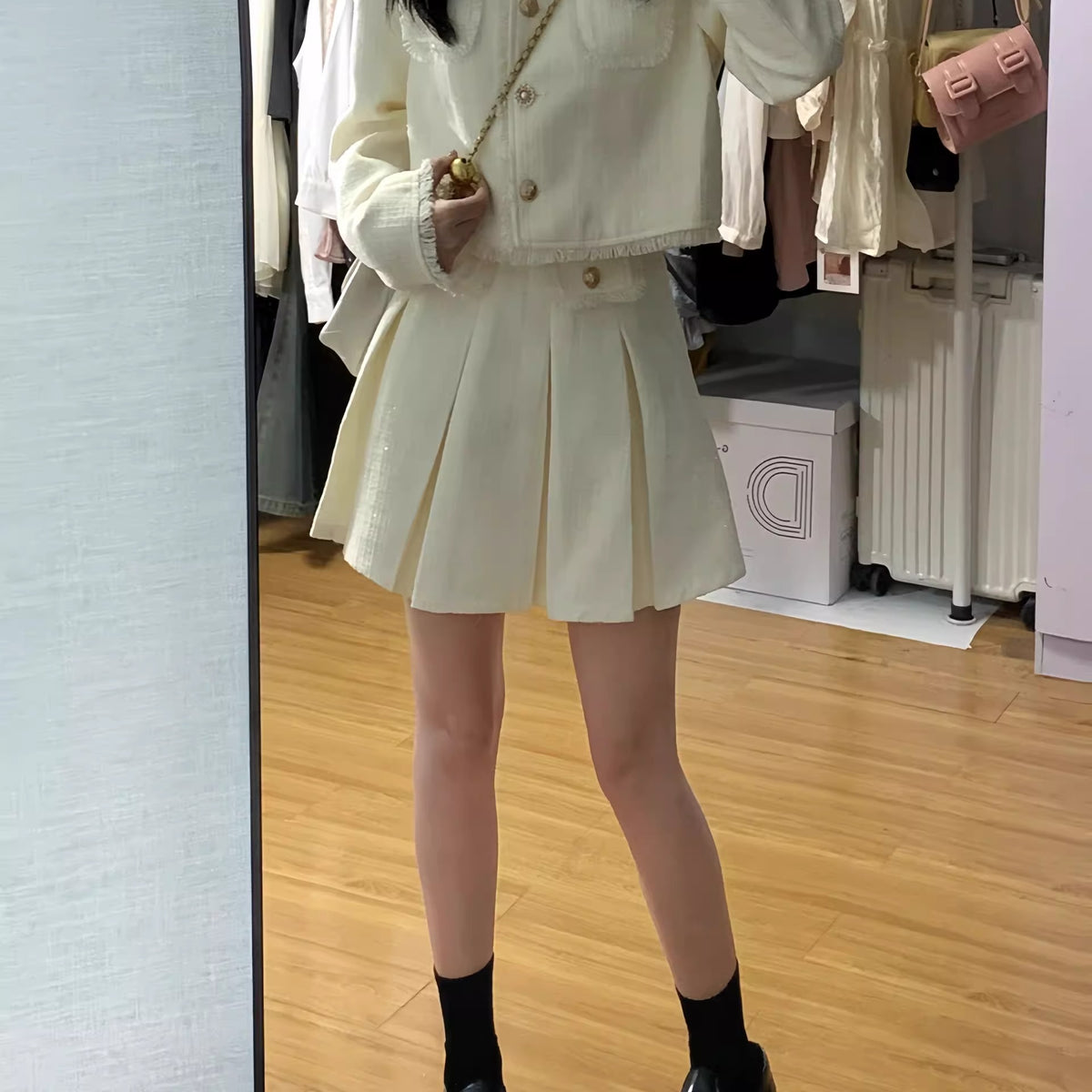 💕獨特絕美初秋韓系短裙兩件套
