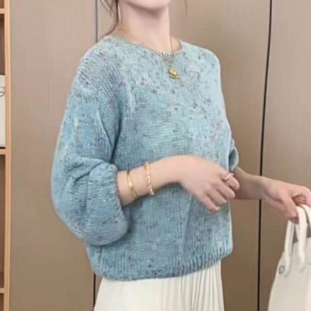 💕甜美重工採紗圓領混色針織衫