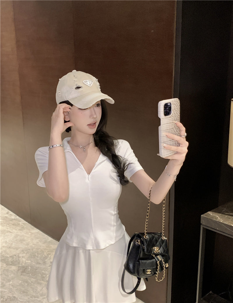 💕簡約百搭休閒polo衫純欲運動兩件套