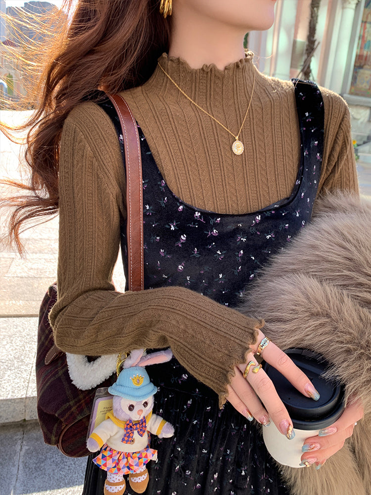 💕秋冬打底高領木耳邊針織毛衣