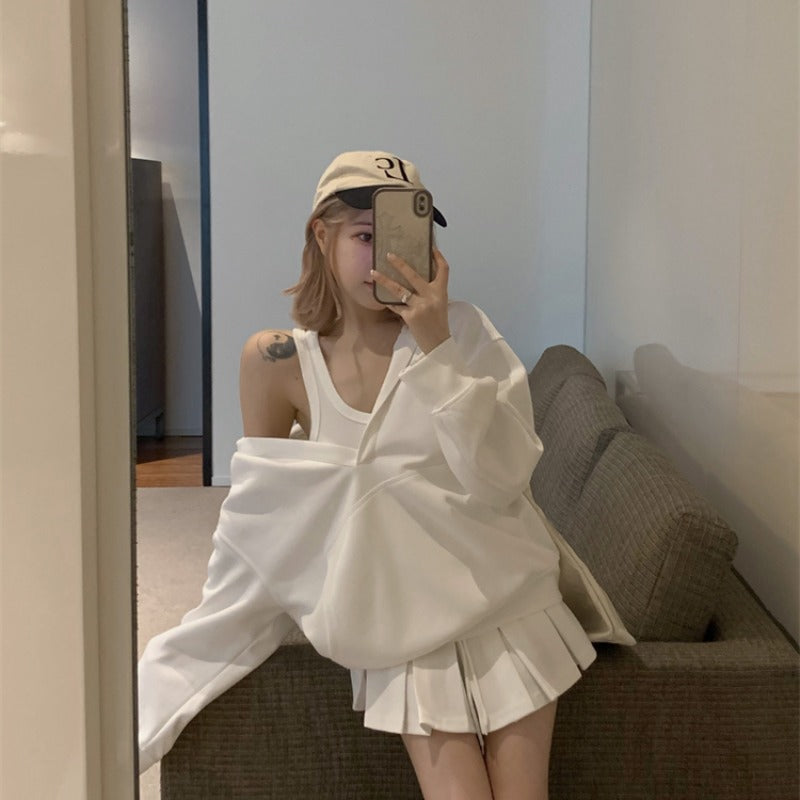 💕春秋慵懶懶人雙層連帽長袖衛衣上衣