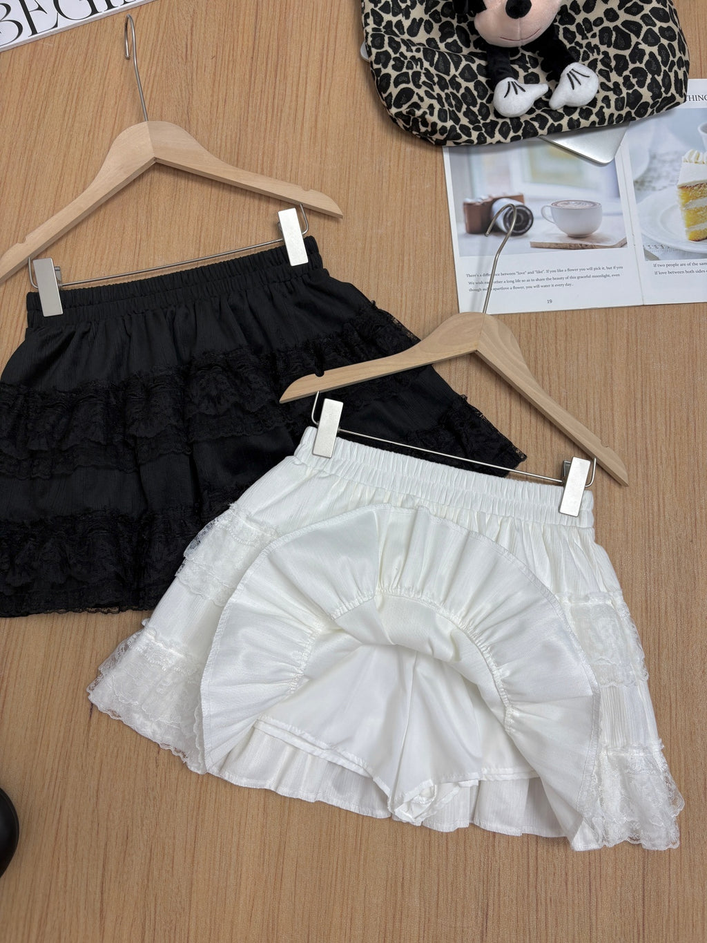💕韓系活潑少女蕾絲花邊拼接絲絨蛋糕裙