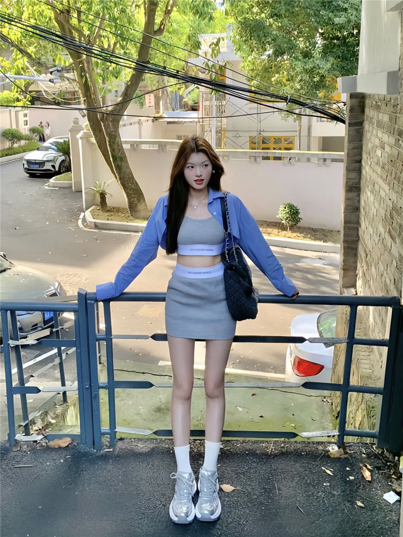 💕溫柔白開水茶系運動背心顯瘦三件套