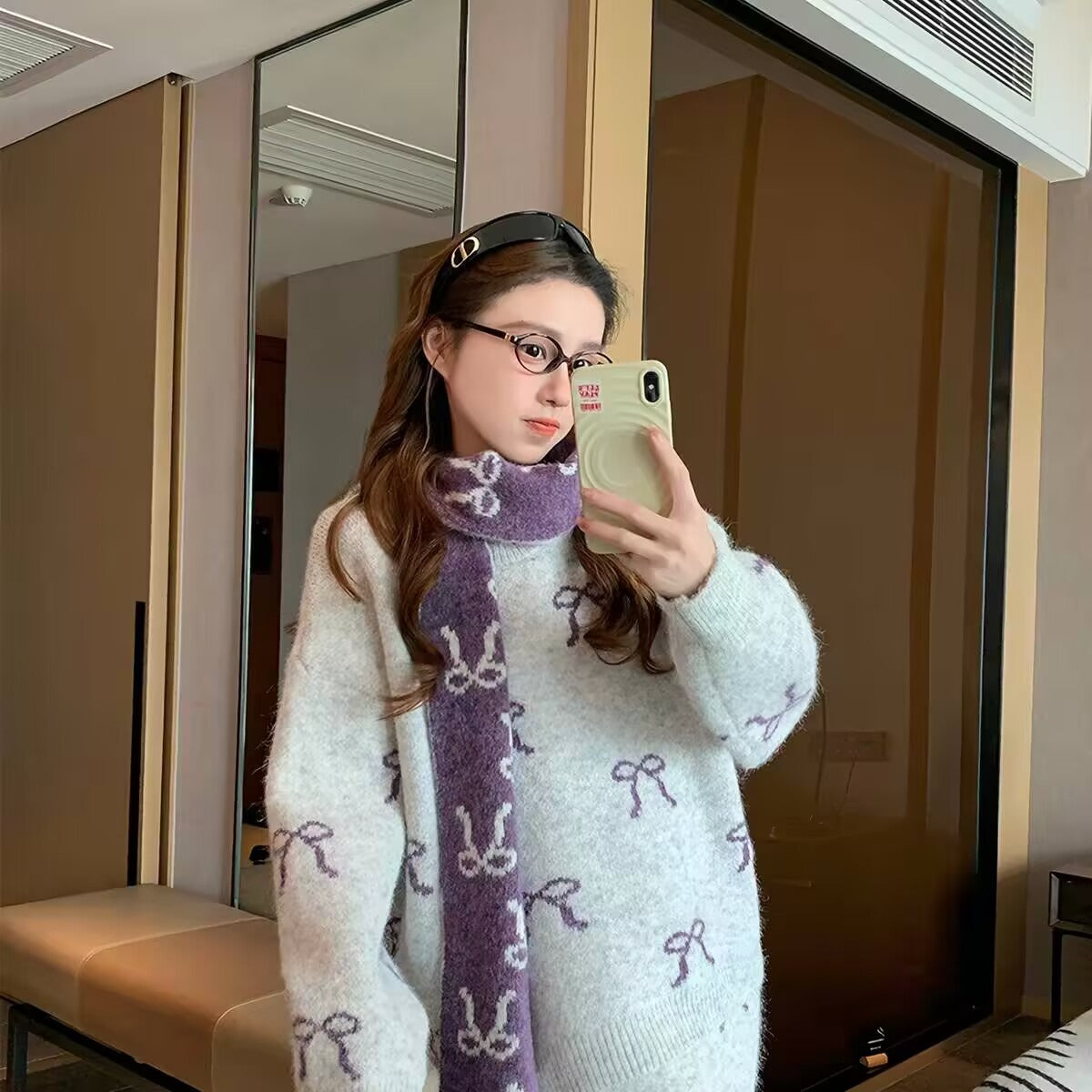💕韓系滿版蝴蝶結針織連衣裙套裝