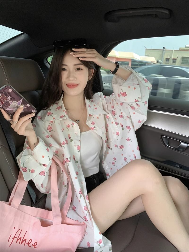 💕甜美薄款小花朵防曬襯衫外搭