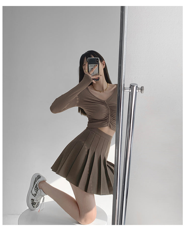 💕美式學院風辣妹百褶短裙