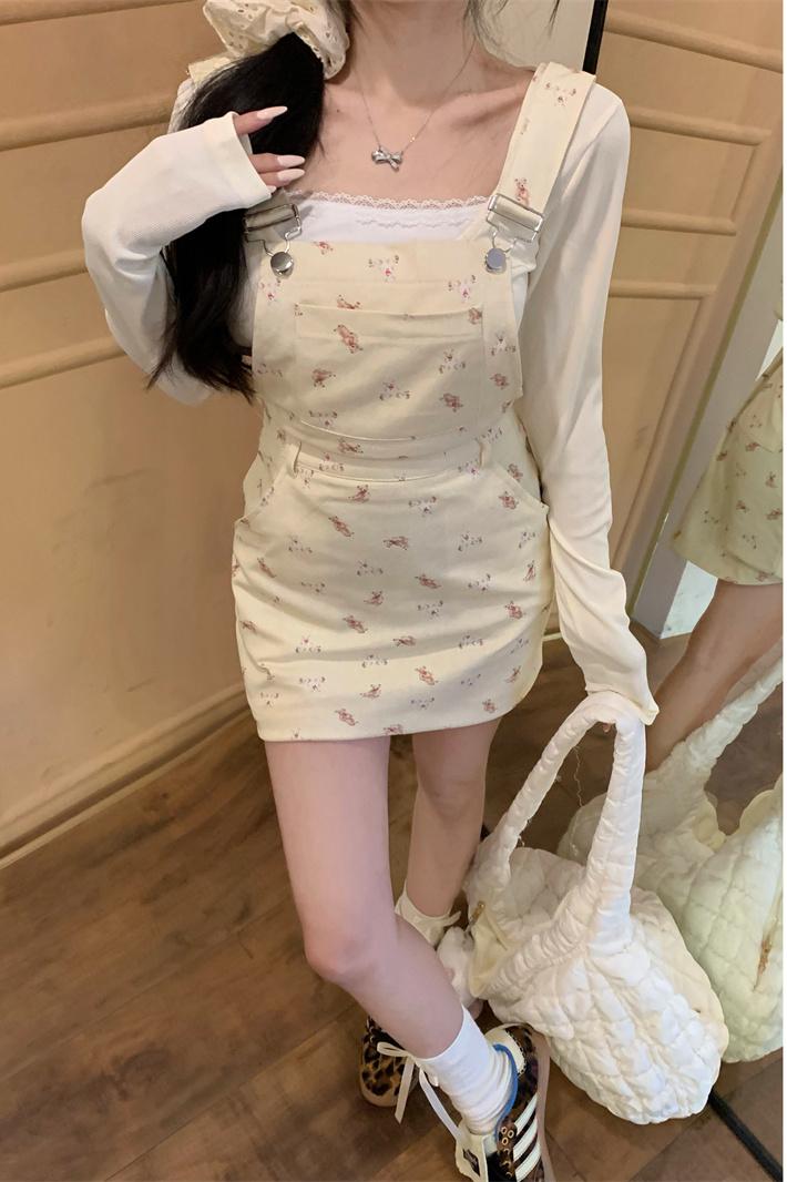 💕chic溫柔可愛韓系碎花吊帶裙套裝