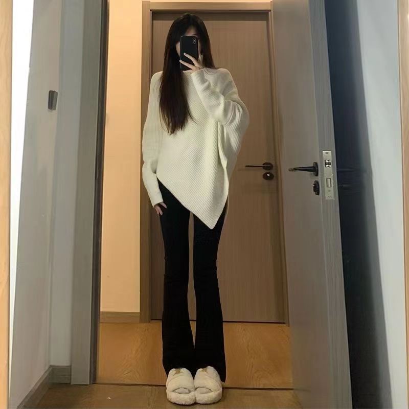 💕溫柔韓系慵懶不規則高領加厚針織毛衣