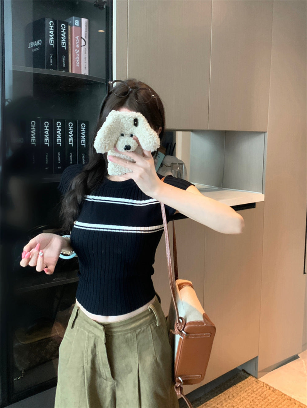 💕撞色條紋短袖針織圓領上衣