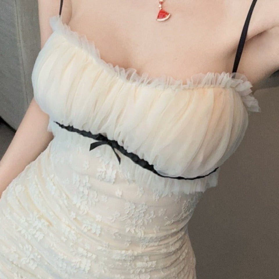 💕約會蕾絲短款吊帶溫柔連衣裙
