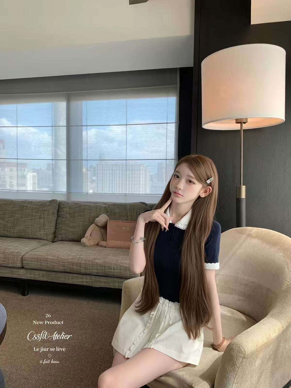💕miu系冰麻雙層娃娃領針織衫