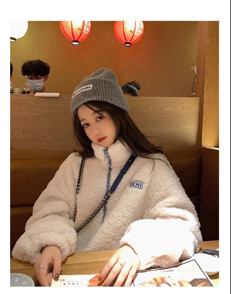 💕chic韓系羊羔毛加厚寬鬆百搭短外套